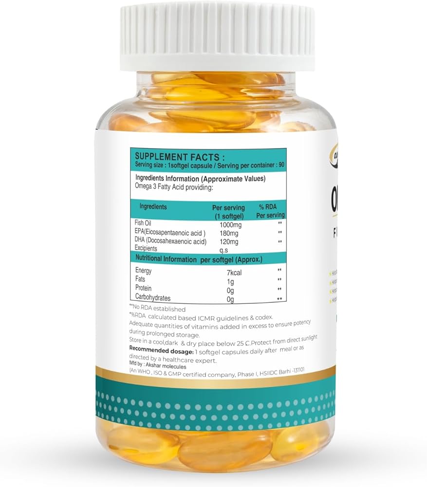 Olympia Nutrition Omega 3 Fish Oil 1000 mg Fortified With EPA/DHA (90 Capsules)