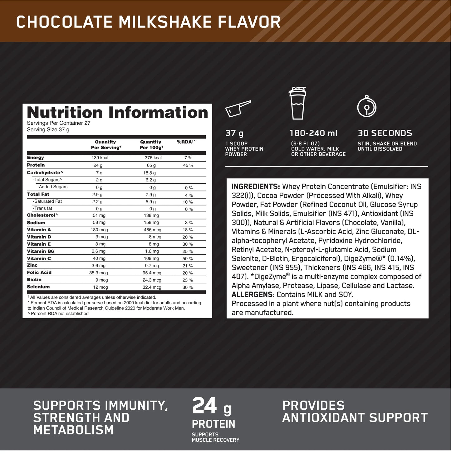 Optimum Nutrition Performance Whey – 2 kg (Chocolate Milkshake)