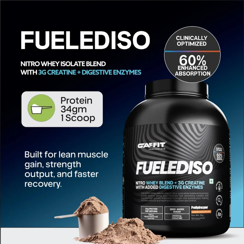 GAFFIT FUELEDISO – Nitro Whey Isolate Blend with 3g Creatine & ProHydrozyme 2KG