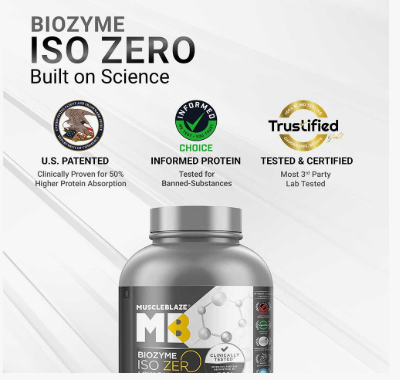 MuscleBlaze Biozyme Iso-Zero– 2 kg 100% Whey Protein