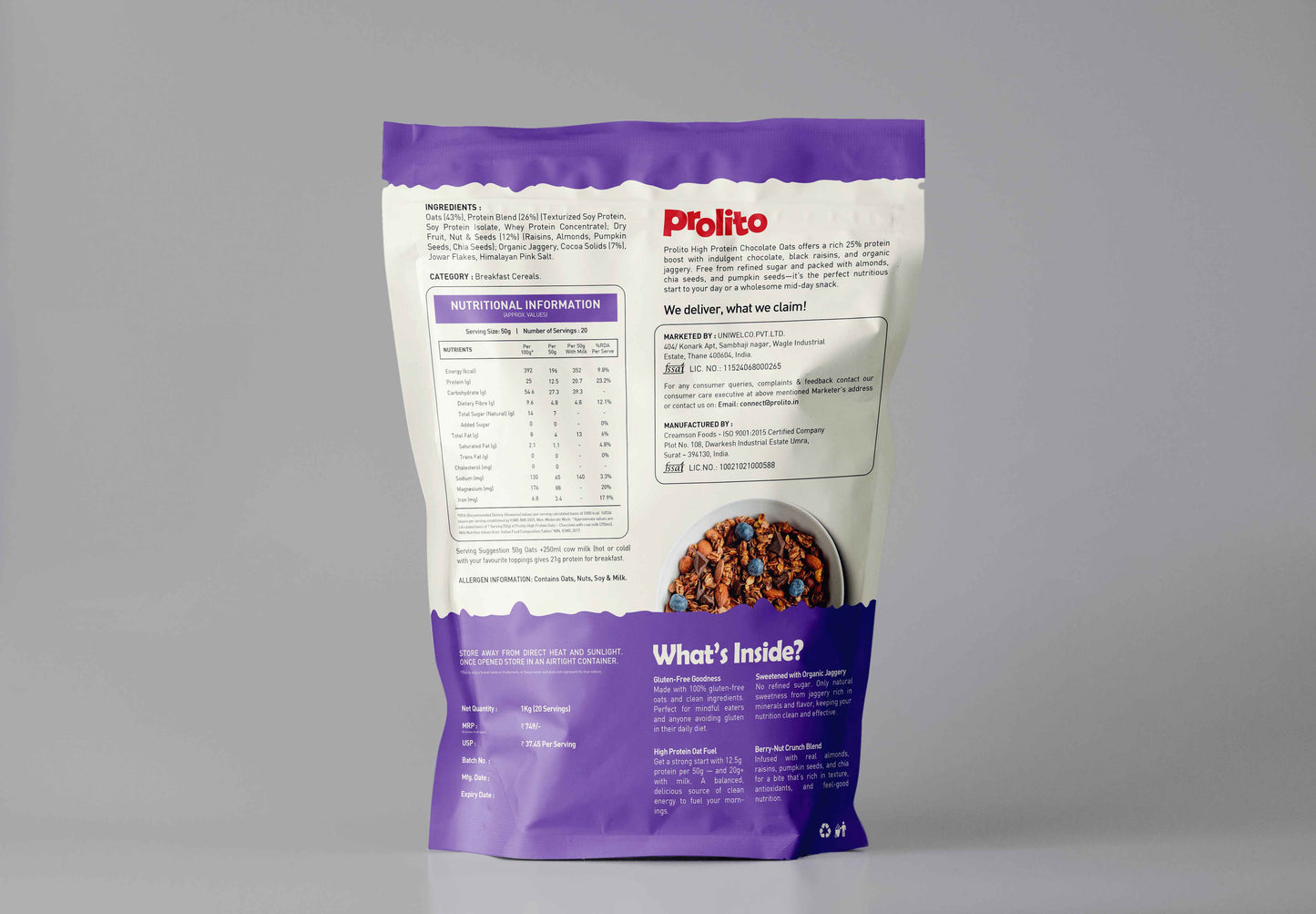 PROLITO HIGH PROTEIN OATS RICH CHOCOLATE (1kg)