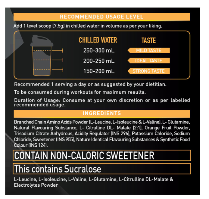 MuscleBlaze BCAA Gold 8:1:1 Powder, Fruit Punch (60 Servings, 450g) | With Higher Leucine, Electrolytes & Glutamine