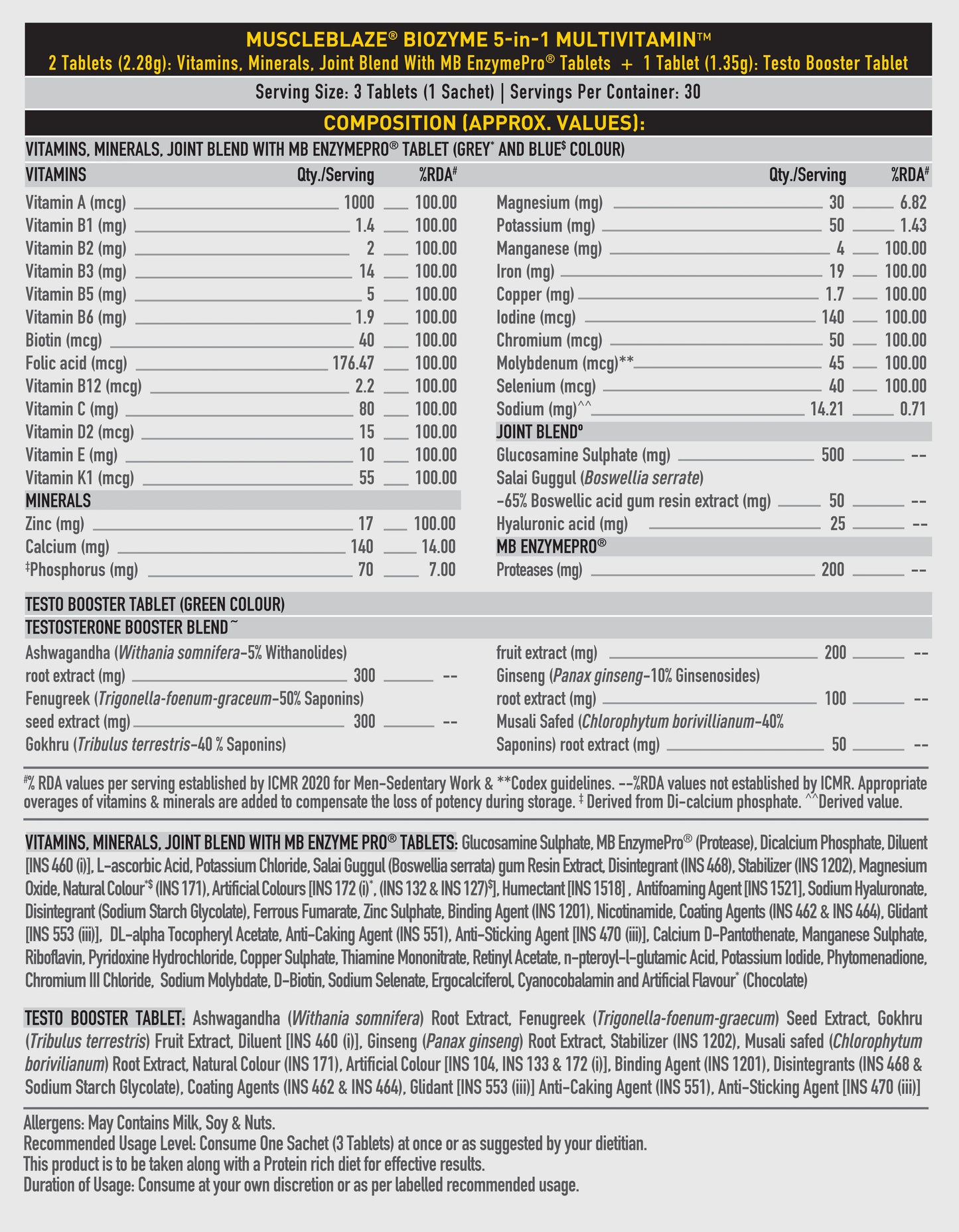 MuscleBlaze MB-VITE Daily Multivitamin, for Enhanced Energy, Stamina & Gut Health