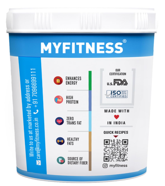 MYFITNESS Peanut Butter Chocolate Flavour, Smooth 1.25kg | 22g Protein | Tasty & Healthy Nut Butter Spread | Vegan | Cholesterol Free & Gluten Free