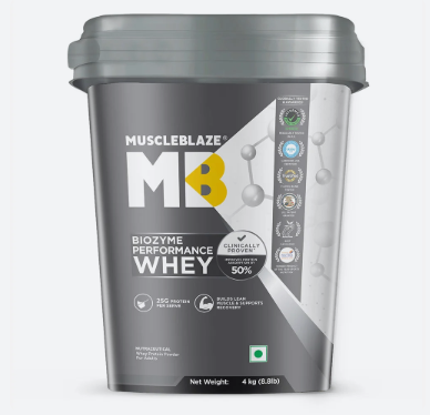 MuscleBlaze Biozyme Performance Whey Protein Powder, Rich Chocolate (2kg / 4.4lbs) | 25g Protein Per Scoop | Clinically Tested 50% Higher Protein Absorption
