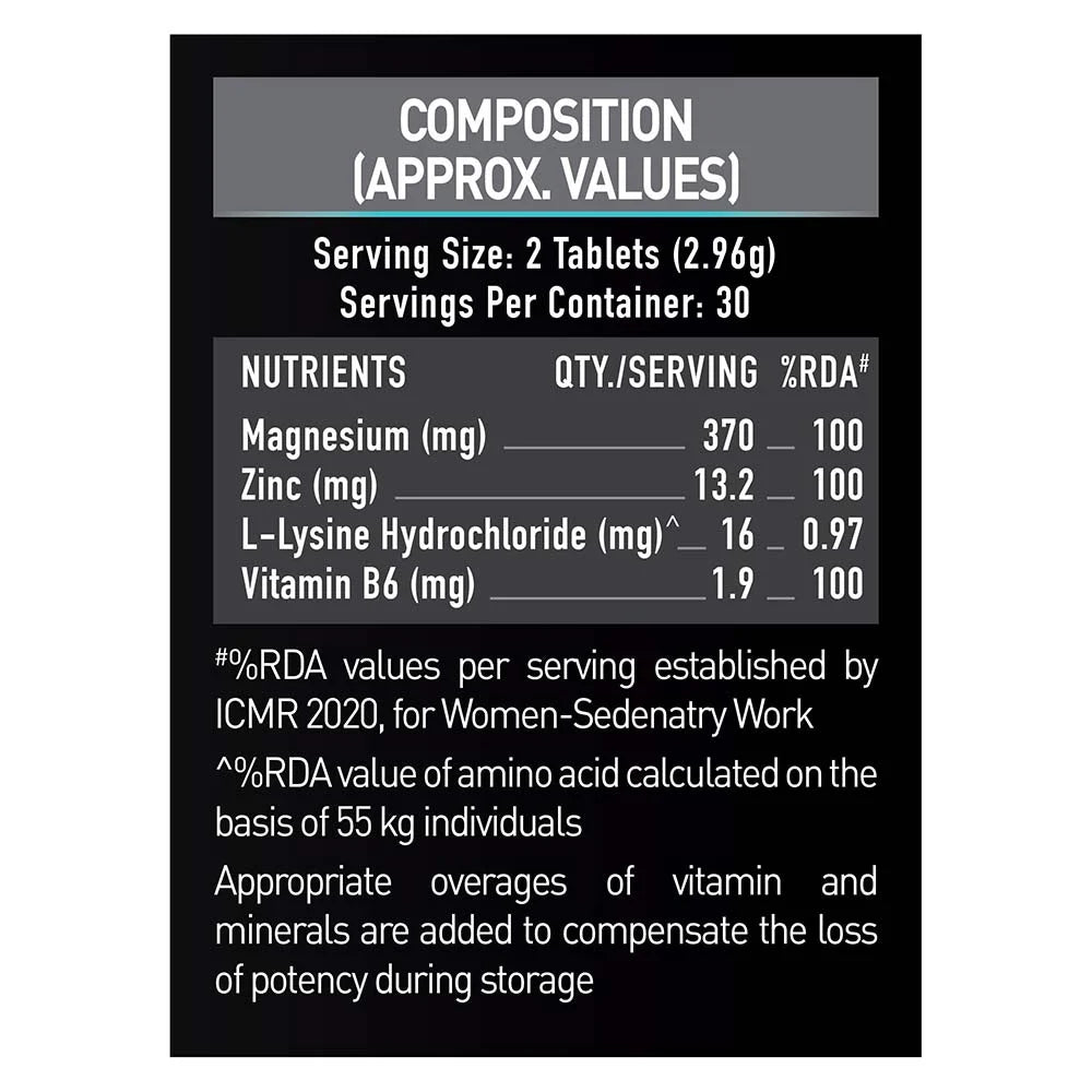 MuscleBlaze ZMA – Zinc + Magnesium + Vitamin B6 (60-Tablet Pack)