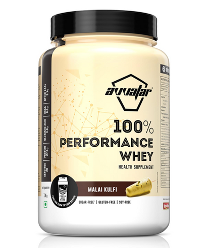 Avvatar 100% Performance Whey | 2 Kg | Malai Kulfi FlavourI 27.5g Protein | 58 Servings