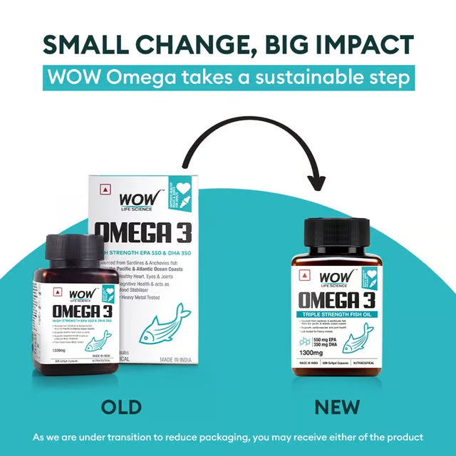 WOW LIFE SCIENCE-OMEGA 3 TRIPLE STRENGTH 1300MG-60 SOFT GEL