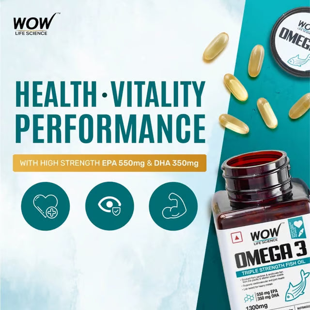 WOW LIFE SCIENCE-OMEGA 3 TRIPLE STRENGTH 1300MG-60 SOFT GEL