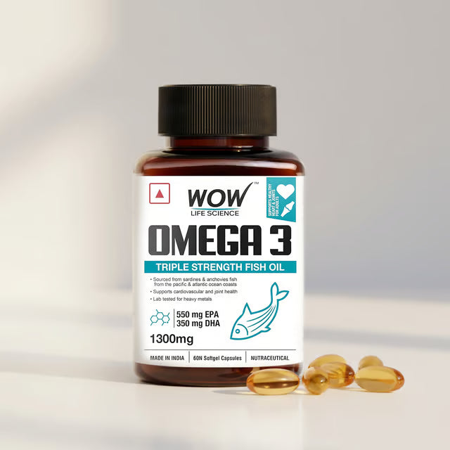 WOW LIFE SCIENCE-OMEGA 3 TRIPLE STRENGTH 1300MG-60 SOFT GEL