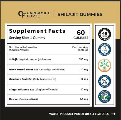Shilajit Gummies for Men | 60 Gummies Strenght And Stamina Increase With Swarna Bhasma, Gokshura & Ashwagandha  Tasty Gummies | Masala Cola Flavour