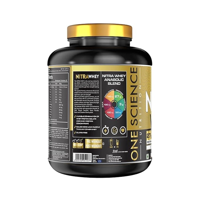 One Science Nutrition (OSN) Nitra Whey - DAA, Tribulus Terrestis, Maca powder and Boron & Creatine Monohydrate | 27g Protein, 3g Creatine, 5.2g Glutamine, 6.6g BCAA - 5lbs - Chocolate Brownie