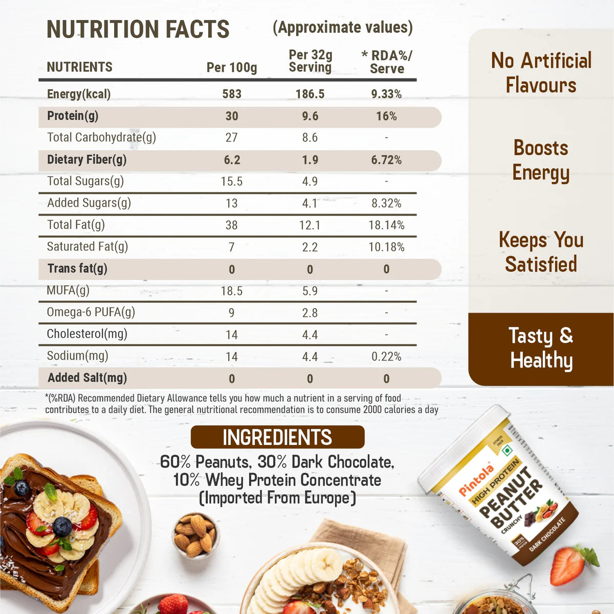 PINTOLA HIGH PROTEIN PEANUT BUTTER CRUNCHY-1KG