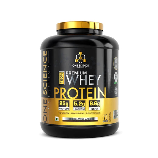 One Science Nutrition Premium Whey Protein Powder, 2.27 kg, 76 Servings, 25g Protein per Serving (5lbs, Chocolate Charge)