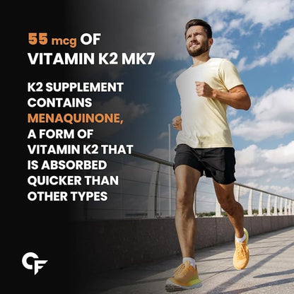 Vitamin D3 + K2 Supplement – For Strong Bones & Heart Wellness With K2 MK7 for Better Calcium Utilization & Heart Support