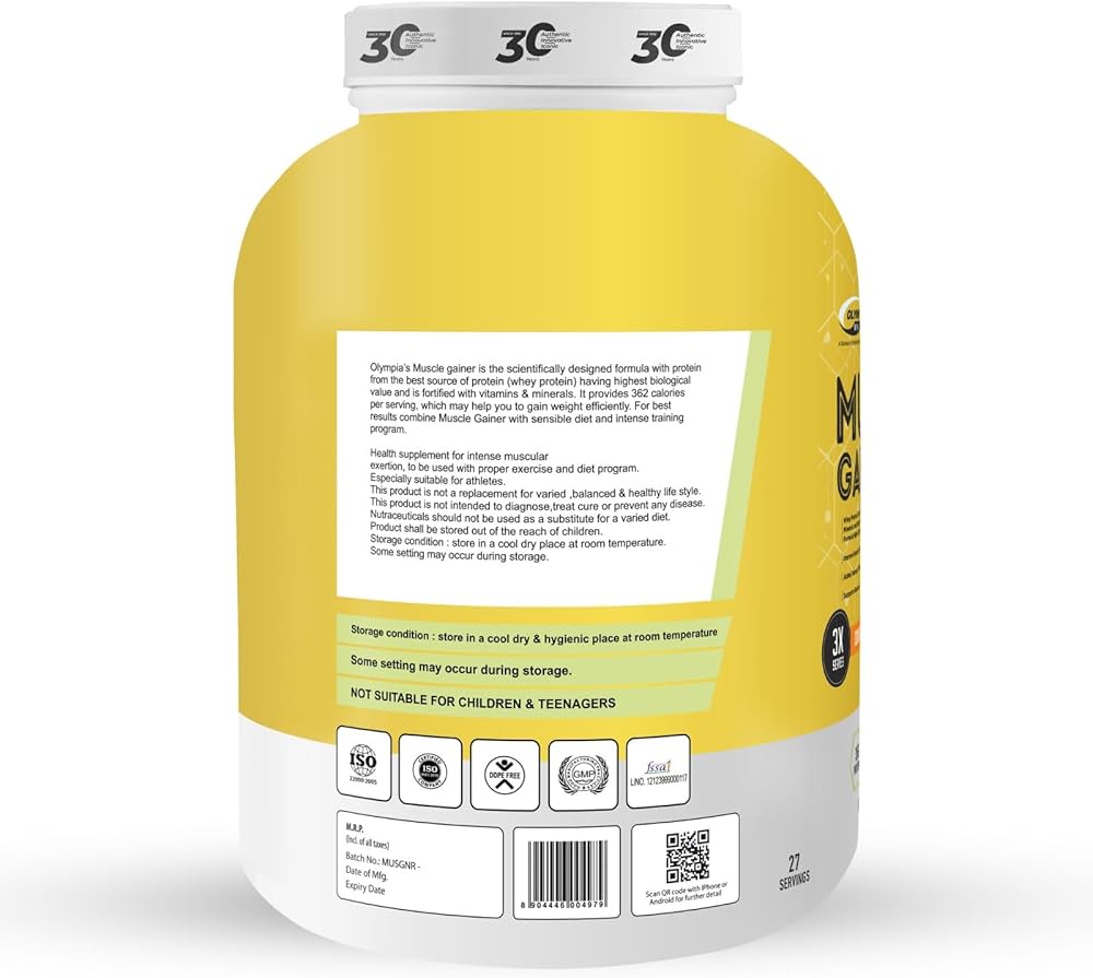 Olympia Nutrition 3x series muscle gainer whey protein 3 kg