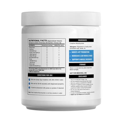 Wellcore - Micronised Creatine Monohydrate (250g, 83 Servings)