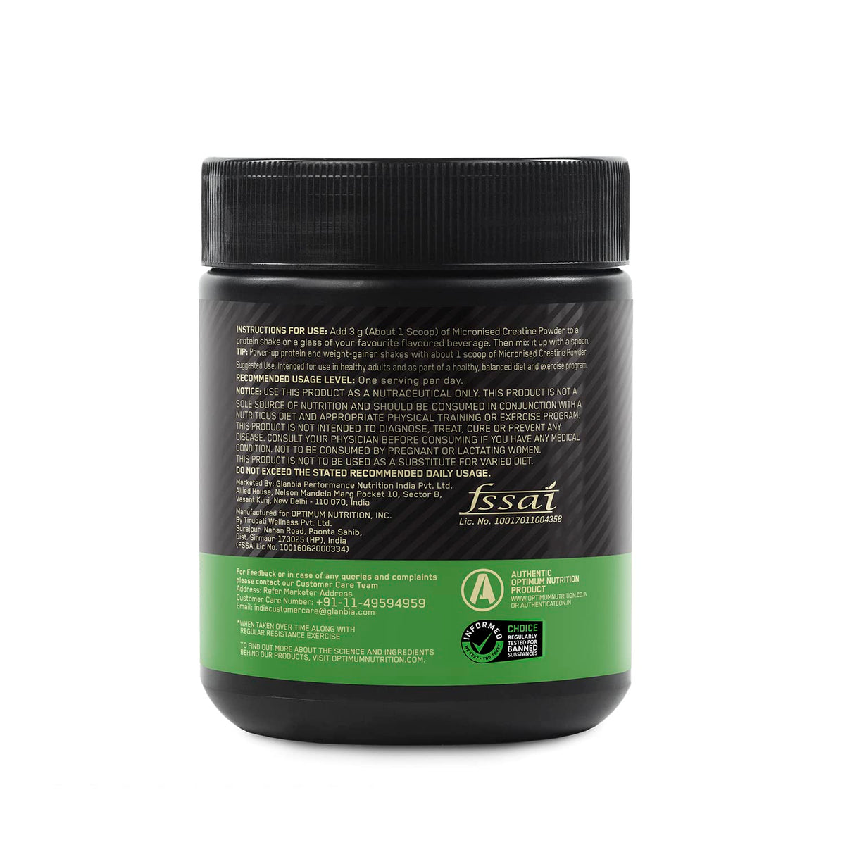 OPTIMUM NUTRITION-CREATINE MONOHYDRATE -UNFLAVOURED-100GM