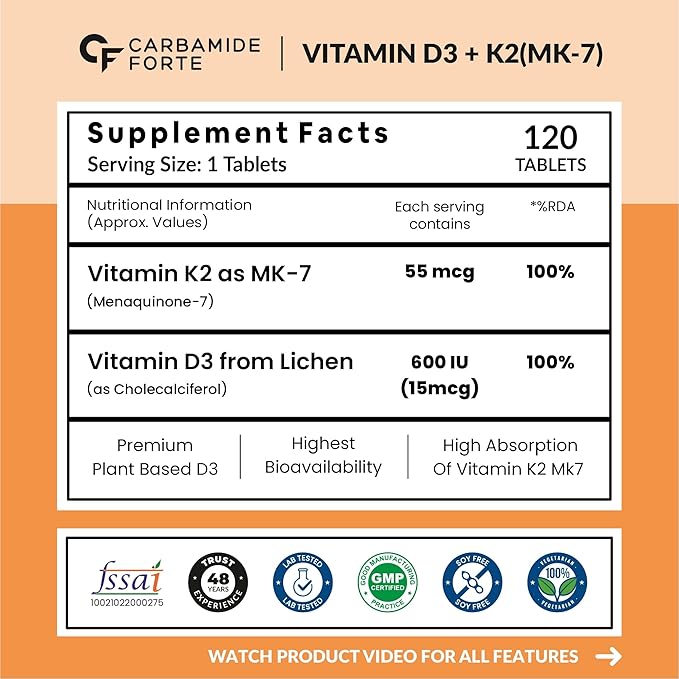 Vitamin D3 + K2 Supplement – For Strong Bones & Heart Wellness With K2 MK7 for Better Calcium Utilization & Heart Support