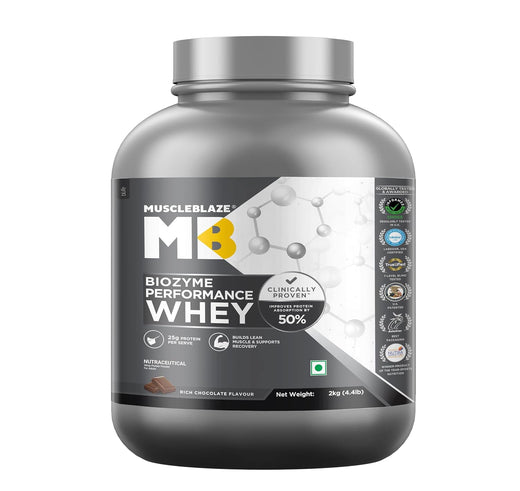 MUSCLE BLAZE BIOZYME PERFORMANCE WHEY -PROTEIN POWDER-BIOZYME PERFORMANCE WHEY-RICH CHOCOLATE-2KG