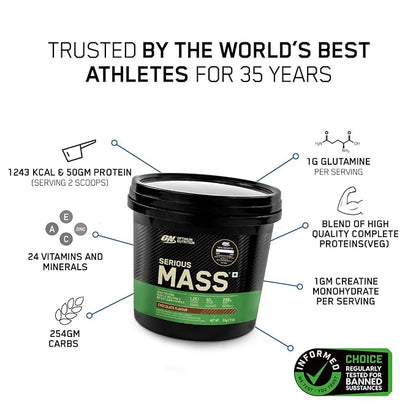OPTIMUM NUTRITION SERIOUS MASS GAINER -GAINERS-SERIOUS MASS -CHOCOLATE-5KG