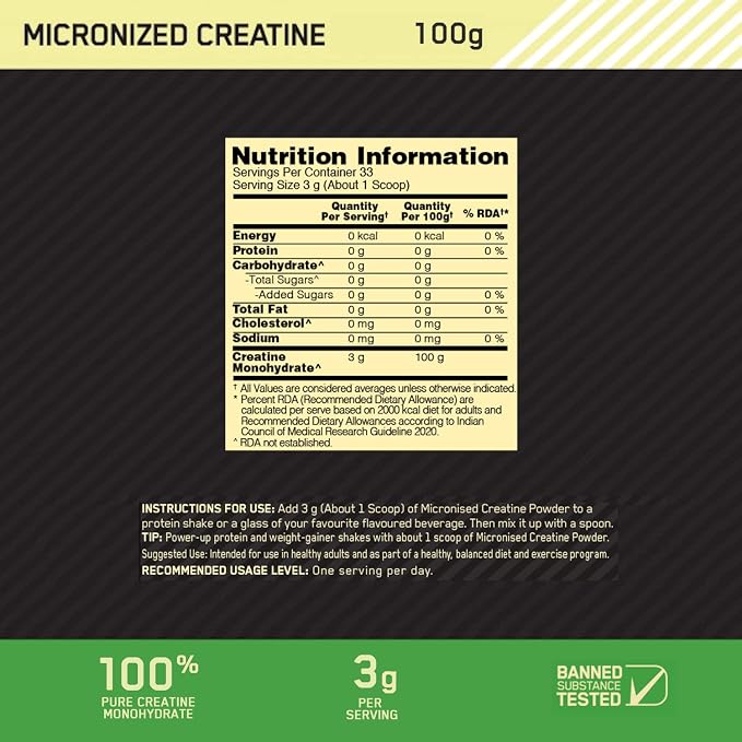 OPTIMUM NUTRITION-CREATINE MONOHYDRATE -UNFLAVOURED-100GM