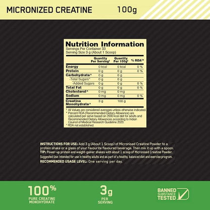 OPTIMUM NUTRITION-CREATINE MONOHYDRATE -UNFLAVOURED-100GM