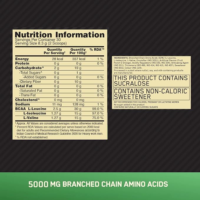 OPTIMUM NUTRITION-BCAA 5000MG-FRUIT PUNCH -250GM
