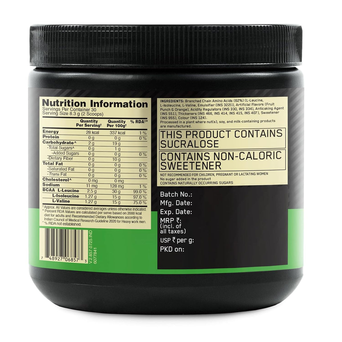 OPTIMUM NUTRITION-BCAA 5000MG-FRUIT PUNCH -250GM