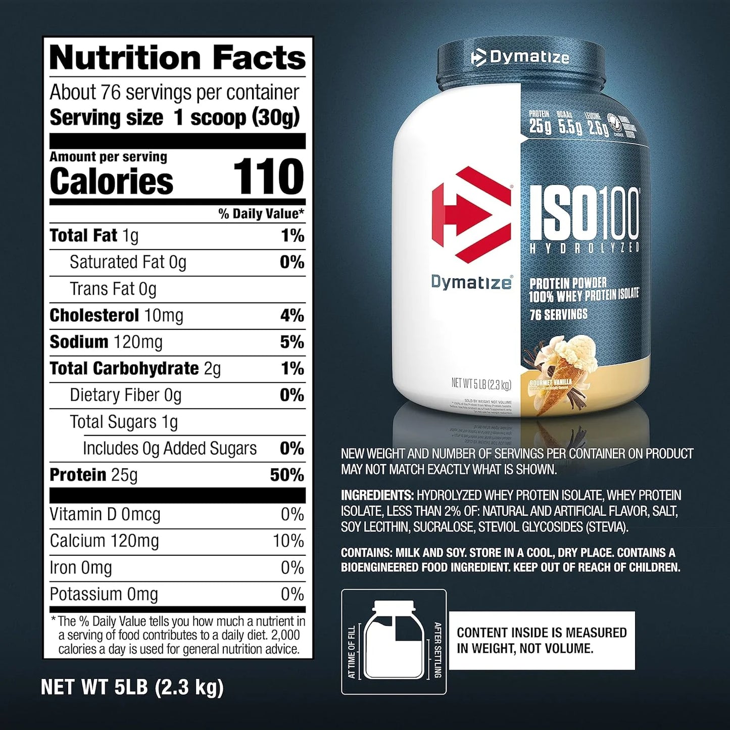 Dymatize Nutrition ISO100 Hydrolyzed Whey Protein Isolate | Fast-Digesting | Muscle Recovery Formula with Amino Acids | Low Sugar & Fat | Gourmet Chocolate | 5 lbs