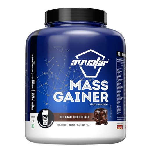 Avvatar Mass Gainer Whey Protein | 2 Kg | Belgian Chocolate Flavour | 45.6g Protein | 33 Servings