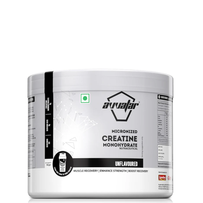 Avvatar Micronized Creatine Monohydrate Powder (100 G,33 Servings)|Unflavoured|Muscle Recovery|Enhance Strength|