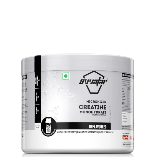 Avvatar Micronized Creatine Monohydrate Powder (100 G,33 Servings)|Unflavoured|Muscle Recovery|Enhance Strength|