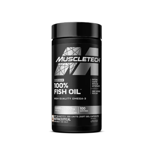MuscleTech Platinum 100% Fish Oil For Men And Women, 1000Mg Omega 3 With 180 Mg Epa & 120 Mg Dha For Heart, Joints & Brain Health, 100 Softgels, 1 count, 100 servings