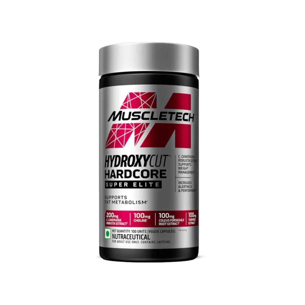 MuscleTech, Hydroxycut Hardcore, Super Elite, Supports Fat Metabolism - Pack of 100 Veggie Capsules, 170 grams