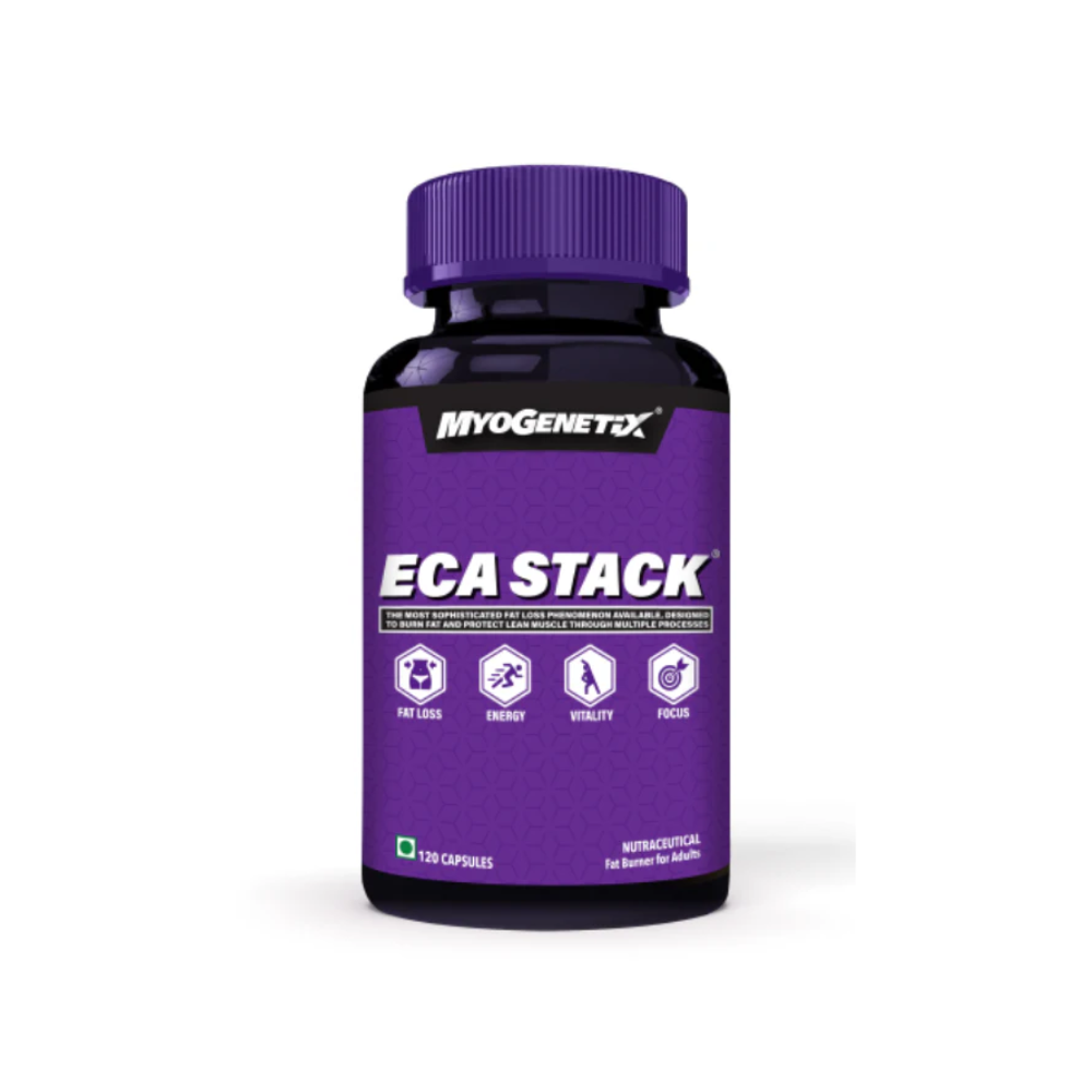 Myogenetix ECA STACK | For Energy, Endurance & Fast Metabolism | With Natural Cocoa, Green Coffee Bean, Green Tea and Natural Caffeine | 120 Capsules