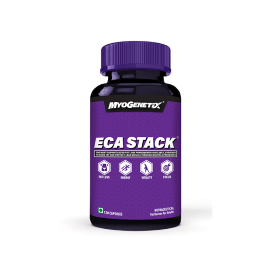 Myogenetix ECA STACK | For Energy, Endurance & Fast Metabolism | With Natural Cocoa, Green Coffee Bean, Green Tea and Natural Caffeine | 120 Capsules