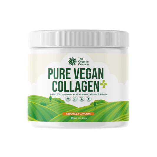 Pure Vegan Collagen 240g | Plant-Based Collagen Supplement with Hyaluronic Acid, Vitamin C, Vitamin E & Biotin | Supports Anti-Aging, Skin Hydration, Hair Growth, Nail Strength & Joint Care | Orange Flavour | No Added Sugar