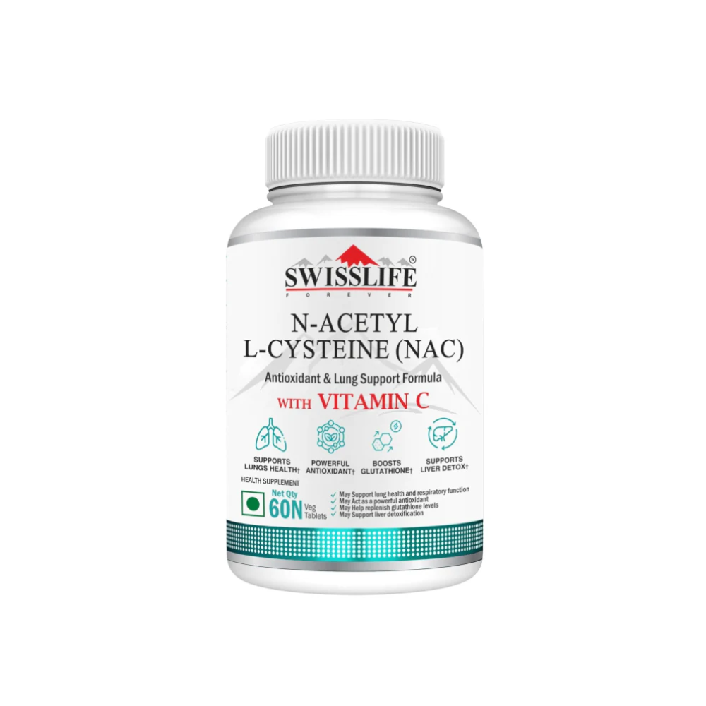 SwissLife Forever N-Acetyl L-Cysteine (NAC) 600mg | Antioxidant & Lung Support Formula for Immunity, Liver Health, and Cellular Protection | 60 Tablets