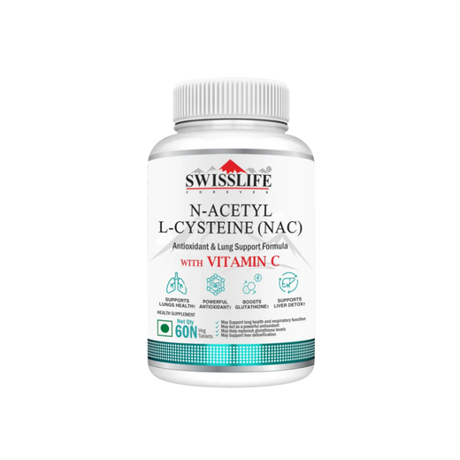 SwissLife Forever N-Acetyl L-Cysteine (NAC) 600mg | Antioxidant & Lung Support Formula for Immunity, Liver Health, and Cellular Protection | 60 Tablets
