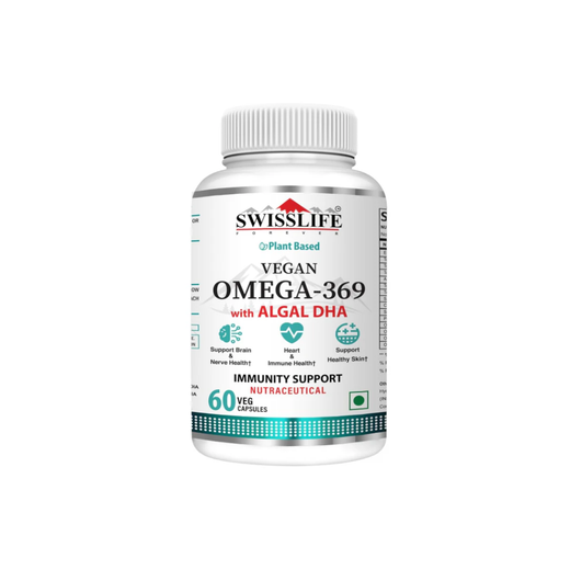 SwissLife Forever Plant Based Vegan Omega 369 with Algal DHA | Support Brain, Nerve, Heart & Immune Health | Healthy Skin for Men & Women