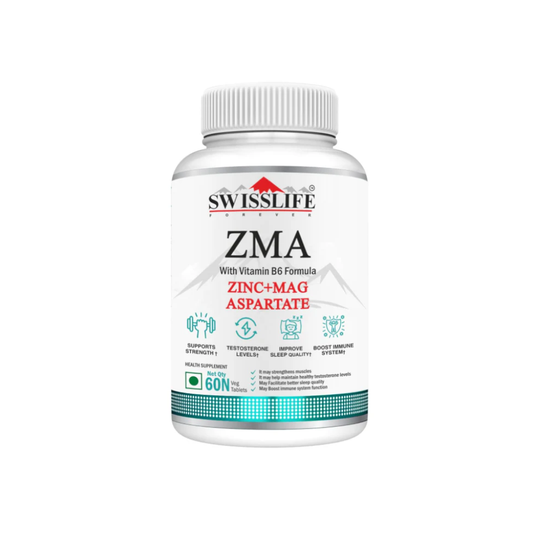 SwissLife Forever ZMA & Zinc Supplement | Magnesium, Zinc & Vitamin B6 Formula for Muscle Recovery, Strength, Sleep Quality & Immunity Support for Men & Women | 60 Tablets
