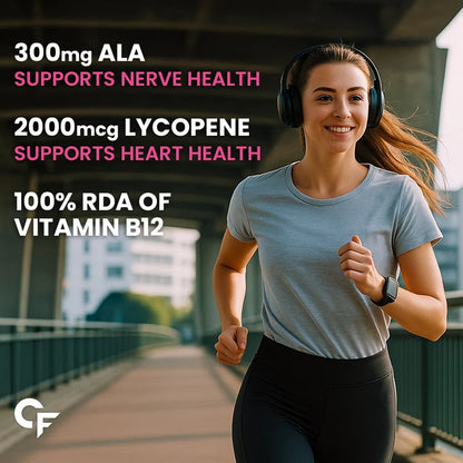 Alpha Lipoic Acid 300 mg | Vitamin B12 & Lycopene | 60 Capsules ALA Antioxidant Support with Lycopene Blend  60 Veg Capsules | Non‑GMO | No Artificial Colors
