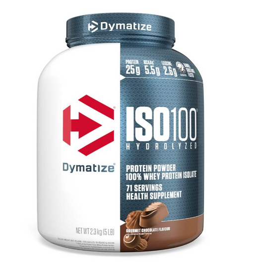 Dymatize Nutrition ISO100 Hydrolyzed Whey Protein Isolate | Fast-Digesting | Muscle Recovery Formula with Amino Acids | Low Sugar & Fat | Gourmet Chocolate | 5 lbs