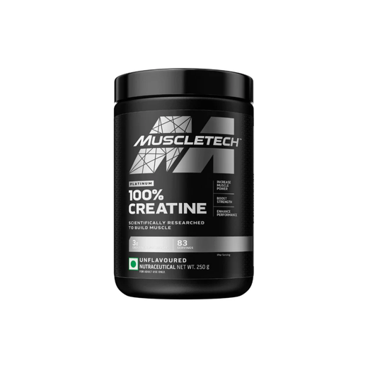 MuscleTech Platinum 100% Creatine Powder (Unflavoured - 250 Gram)- Increase Muscle Power,Boost Strength & Enhance Performance,83 servings