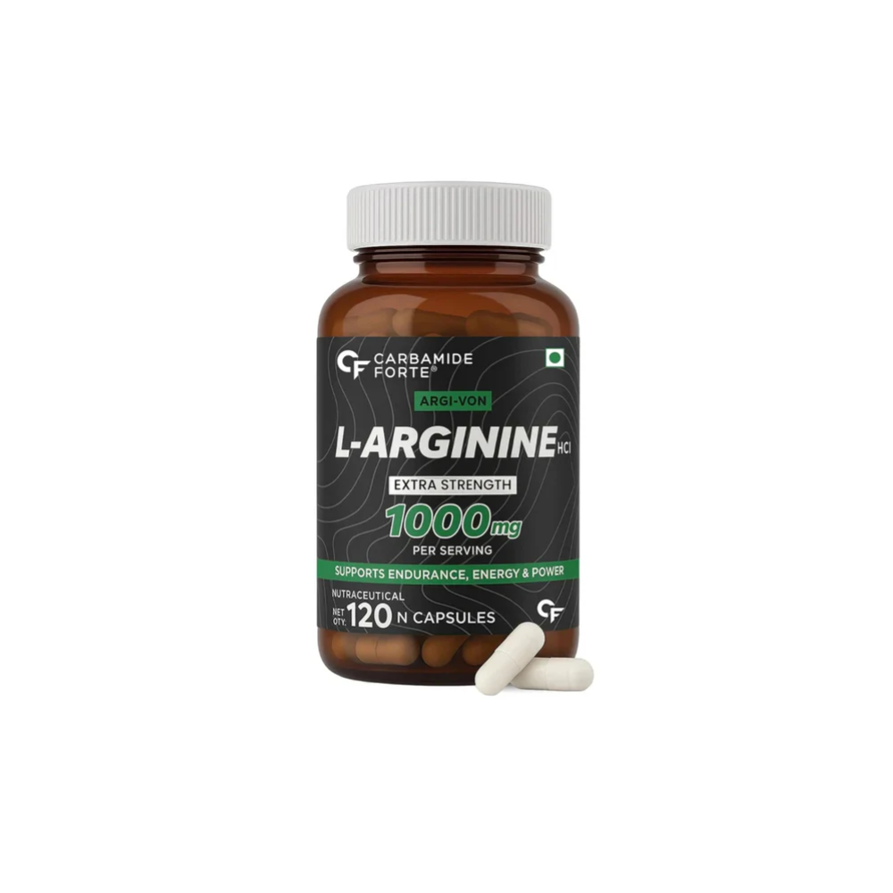L-Arginine HCL 1000mg Supplement | 120 Capsules Support Endurance, Energy & Power
