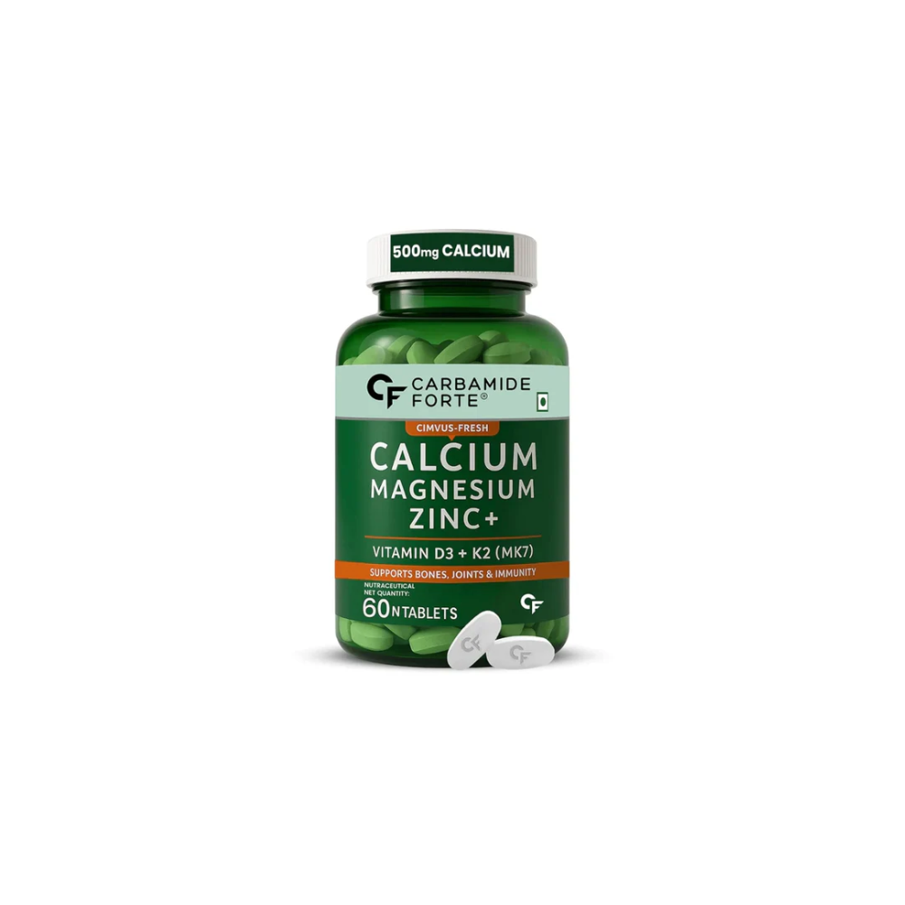 Calcium Magnesium Zinc Tablets – For Bone & Joint Support 120 Tablets With Vitamin D3, K2 MK7 & B12 for Better Absorption & Energy  High Bioavailability