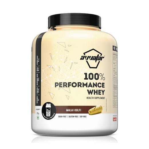 Avvatar 100% Performance Whey | 2 Kg | Malai Kulfi FlavourI 27.5g Protein | 58 Servings