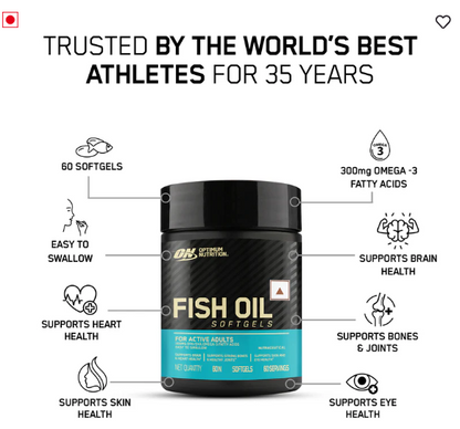Optimum Nutrition (ON) Fish Oil - 60 Capsules, 1000 mg Fish Oil, 180 mg EPA, 120mg DHA