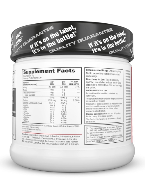 Labrada EAA POWER Essential Amino Acid Complex Powder (6.57g EAAs, Muscle Building, Vegan, 30 Servings) - 0.66 lbs (Pack of 300g) (Blue Razzberry)